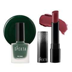 Lips & Tips Lipstick and Nail Polish Set of 2 (104 Siren and 20 Meadow) - Spekta Cosmetics