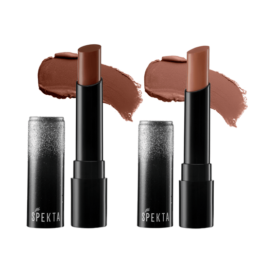 Matte Lipstick Pack of 2 - Hot Brownie (101 Street Smart, 112 Toasty) - Spekta Cosmetics