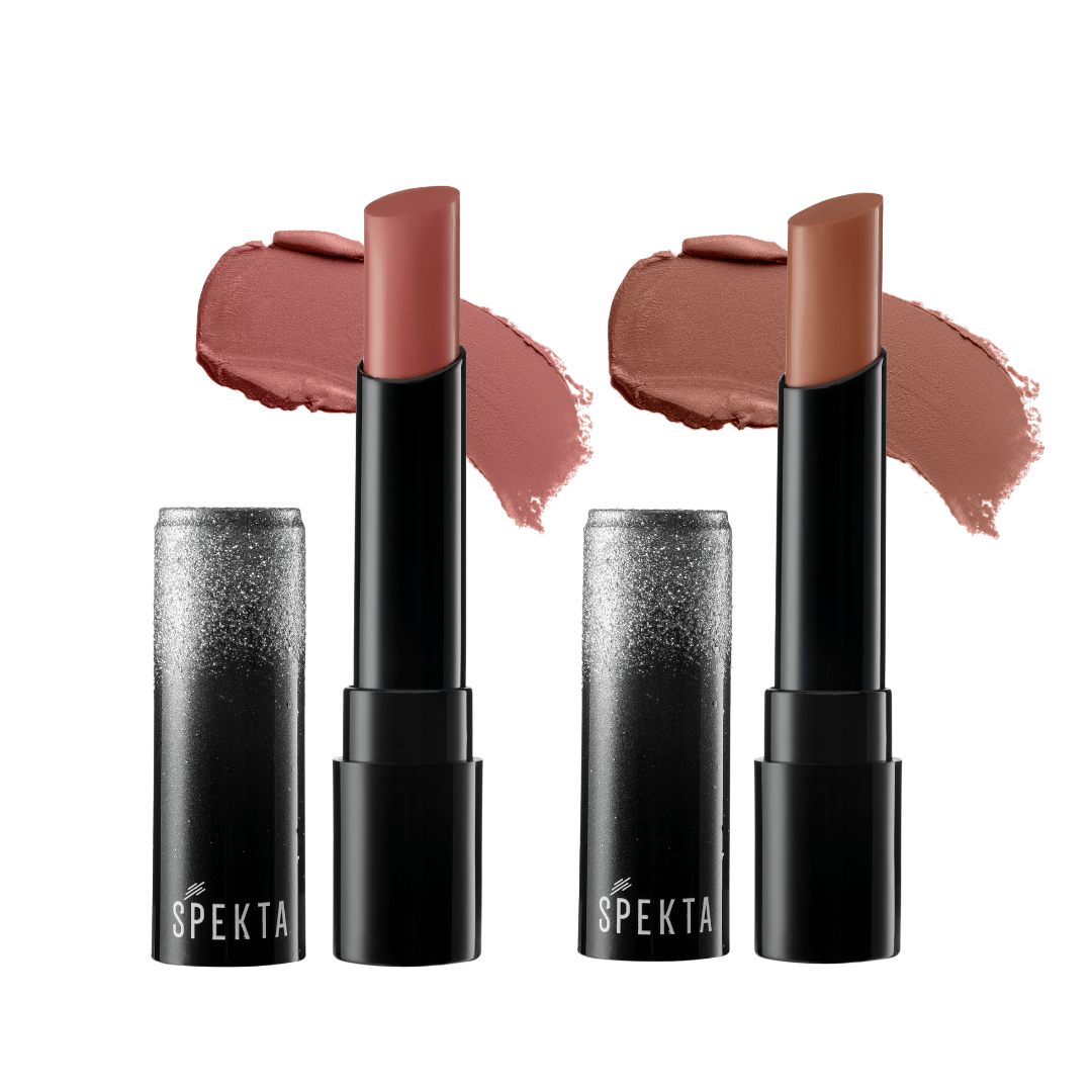 Matte Lipstick Pack of 2 - Naughty Nudes (101 Street Smart, 108 A - Lister) - Spekta Cosmetics