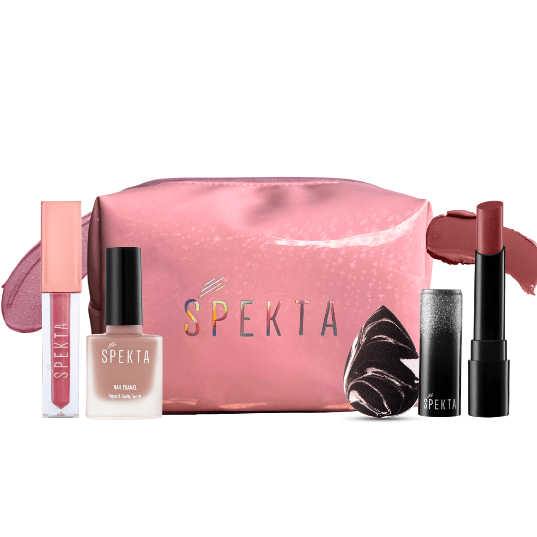 Spekta Essentials Pink Makeup Kit for Women - All in one Bag (5 pcs) - Spekta Cosmetics