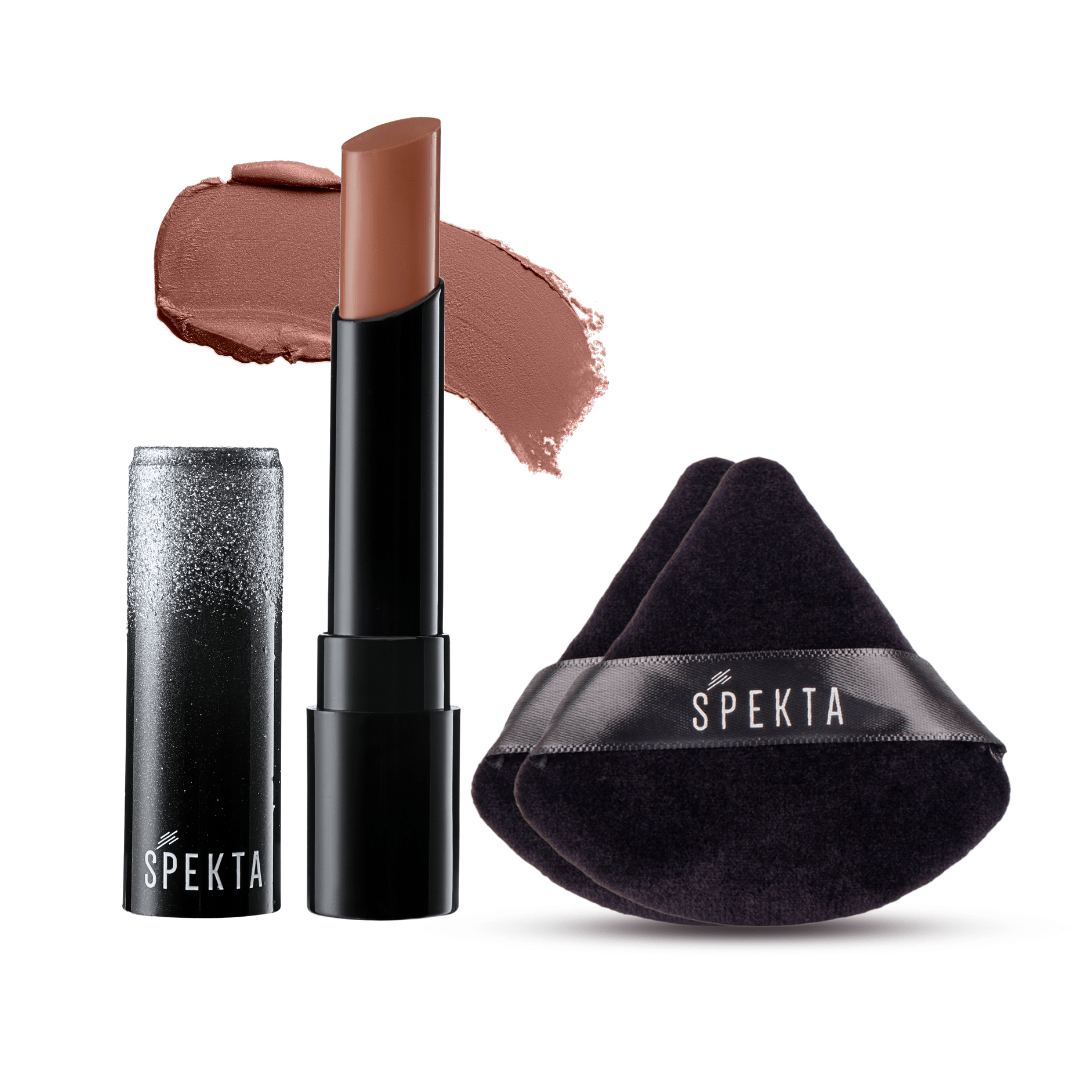 Spekta Matte Lipstick & Set of 2 Powder Puffs Combo - Spekta Cosmetics