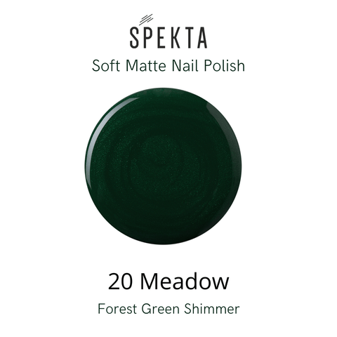 Spekta Matte Nail Polish - 20 Meadow (8ml, Forest Green Shimmer) - Spekta Cosmetics