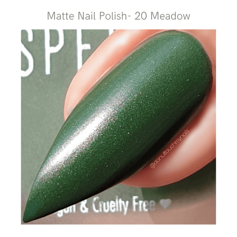 Spekta Matte Nail Polish - 20 Meadow (8ml, Forest Green Shimmer) - Spekta Cosmetics